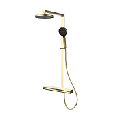 Vincea Arco Душевая стойка: смеситель, ручной душ, верхний душ, шланг 150 см, цвет: браширов. золото VSFS-4AR1BG