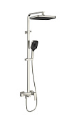 Vincea Cube Душевая стойка: смеситель, ручной душ, верхний душ, шланг 150 см, цвет: браширов. никель VSFS-4C12BN