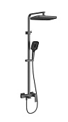 Vincea Cube Душевая стойка: смеситель, ручной душ, верхний душ, шланг 150 см, цвет: вороненая сталь VSFS-4C12GM
