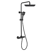 Vincea Next Душевая стойка: термостат, ручной душ, верхний душ, шланг 150 см, цвет: черный матовый VSFS-1N0TMB