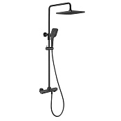 Vincea Next Душевая стойка: термостат, ручной душ, верхний душ, шланг 150 см, цвет: черный матовый VSFS-1N1TMB