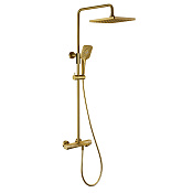 Vincea Next Душевая стойка: термостат, ручной душ, верхний душ, шланг 150 см, цвет: браширов. золото VSFS-1N1TBG