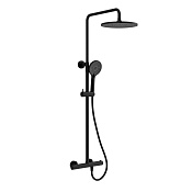 Vincea Esse Душевая стойка: термостат, ручной душ, верхний душ, шланг 150 см, цвет: черный матовый VSFS-1E0TMB