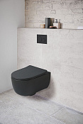 Vincea Evo Унитаз подвесной безободковый 35,5x49 см, с сиденьем, цвет: матовый черный VT1-34SMB