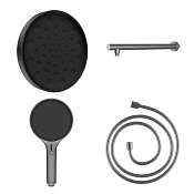 Vincea Inspire Душевой гарнитур: душ. лейка, верх. душ с кронш., шланг 150 см, цвет: вороненая сталь VSHH-3I2AHGM