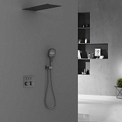 Vincea Душевой комплект встраиваемый: термостат, без излива, верх. и руч. душ, цвет: вороненая сталь VSFW-401TGM
