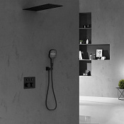 Vincea Душевой комплект встраиваемый: термостат, без излива, верх. и ручн. душ, цвет: черный матовый VSFW-401TMB