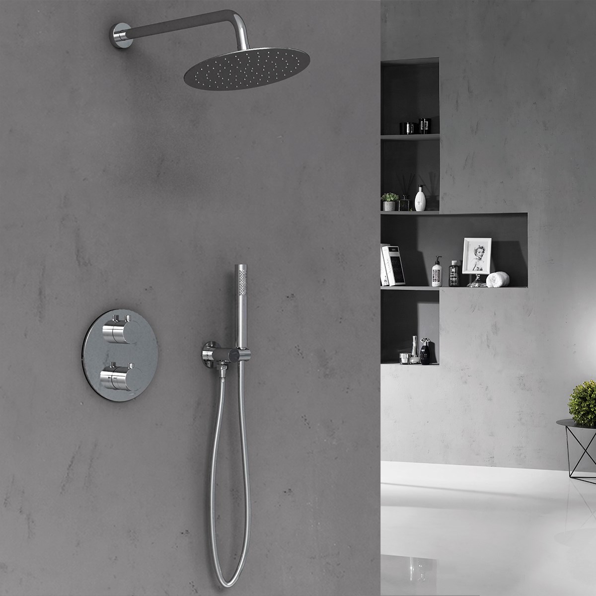 Vincea Душевой комплект встраиваемый: термостат, без излива, верхний и ручной душ, цвет: хром VSFW-101TCH