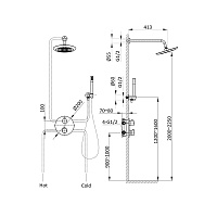 Vincea Душевой комплект встраиваемый: термостат, без излива, верхний и ручной душ, цвет: хром VSFW-101TCH