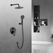 Vincea Esse Душевой комплект встраив.: смеситель, без излива, верх. и руч. душ, цвет: черный матовый VSFW-1E1MB