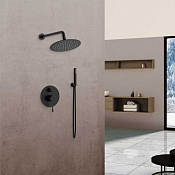 Vincea Душевой комплект встраиваемый: смеситель, без излива, верх. и руч. душ, цвет: черный матовый VSFW-1D1MB