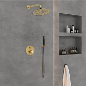 Vincea Desire Душевой комплект встраив.: смеситель, без излива, верх. и руч. душ, цвет: браш. золото VSFW-1D1BG