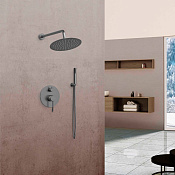 Vincea Душевой комплект встраив.: смеситель, без излива, верхний и ручной душ, цвет: вороненая сталь VSFW-1D1GM