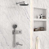 Vincea Inspire Душевой комплект встраиваемый: термостат, излив, верхний и ручной душ, цвет: хром VSFW-432TI3CH