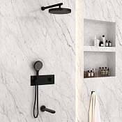 Vincea Inspire Душевой комплект встраив.: термостат, излив, верх. и ручной душ, цвет: черный матовый VSFW-432TI3MB