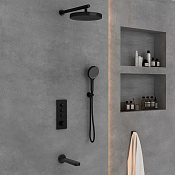 Vincea Inspire Душевой комплект встраив.: термостат, излив, верх. и ручной душ, цвет: черный матовый VSFW-433TI5MB