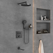 Vincea Inspire Душевой комплект встраив.: смеситель, излив, верх. и ручн. душ, цвет: вороненая сталь VSFW-431I2RGM