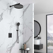 Vincea Душевой комплект встраив.: термостат, без излива, верхний и ручной душ, цвет: черный матовый VSFW-3I21MT2MB