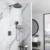 Vincea Душевой комплект встраив.: термостат, без излива, верхний и ручной душ, цвет: вороненая сталь VSFW-3I21MT2RGM