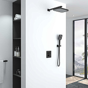 Vincea Душевой комплект встраиваемый: термостат, без излива, верх. и ручн. душ, цвет: черный матовый VSFW-321MT1MB