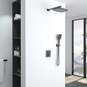 Vincea Душевой комплект встраиваемый: термостат, без излива, верх. и руч. душ, цвет: вороненая сталь VSFW-321MT1GM