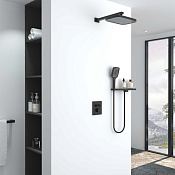 Vincea Душевой комплект встраиваемый: термостат, без излива, верх. и ручн. душ, цвет: черный матовый VSFW-321MT1RMB