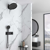 Vincea Душевой комплект встраиваемый: термостат, без излива, верх. и ручн. душ, цвет: черный матовый VSFW-422TI3MB