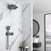 Vincea Душевой комплект встраиваемый: термостат, без излива, верх. и руч. душ, цвет: вороненая сталь VSFW-422TI4GM