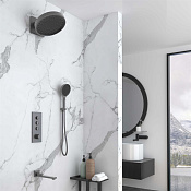 Vincea Душевой комплект встраиваемый: термостат, излив, верхний и ручной душ, цвет: вороненая сталь VSFW-433TI3GM