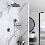 Vincea Душевой комплект встраив.: термостат, без излива, верхний и ручной душ, цвет: вороненая сталь VSFW-3I22MT2RGM