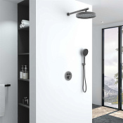 Vincea Душевой комплект встраив.: термостат, без излива, верхний и ручной душ, цвет: вороненая сталь VSFW-3I22MT2GM