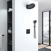 Vincea Душевой комплект встраиваемый: смеситель, без излива, верх. и ручн. душ, цвет: черный матовый VSFW-421I3MB
