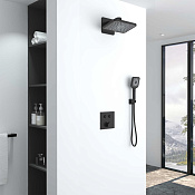 Vincea Душевой комплект встраиваемый: смеситель, без излива, верх. и ручн. душ, цвет: черный матовый VSFW-421I4MB