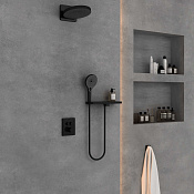 Vincea Душевой комплект встраиваемый: термостат, без излива, верх. и ручн. душ, цвет: черный матовый VSFW-3I21T1RMB