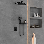 Vincea Душевой комплект встраиваемый: термостат, без излива, верх. и ручн. душ, цвет: черный матовый VSFW-3I21T2RMB