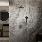 Vincea Душевой комплект встраиваемый: термостат, без излива, верх. и руч. душ, цвет: вороненая сталь VSFW-3I21T2GM