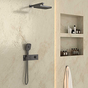 Vincea Душевой комплект встраиваемый: термостат, без излива, верх. и руч. душ, цвет: вороненая сталь VSFW-422T1GM