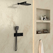 Vincea Душевой комплект встраиваемый: термостат, без излива, верх. и ручн. душ, цвет: черный матовый VSFW-422T1MB