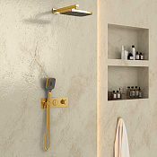 Vincea Душевой комплект встраиваемый: термостат, без излива, верхний и ручн. душ, цвет: браш. золото VSFW-422T1BG