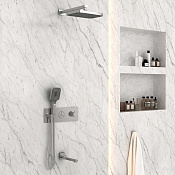 Vincea Душевой комплект встраиваемый: термостат, излив, верхний и ручной душ, цвет: хром VSFW-432T1CH