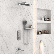 Vincea Душевой комплект встраиваемый: термостат, излив, верхний и ручной душ, цвет: хром VSFW-431T1RCH