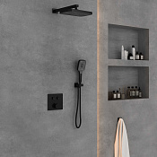 Vincea Душевой комплект встраиваемый: смеситель, без излива, верх. и ручн. душ, цвет: черный матовый VSFW-4211MB
