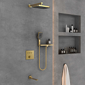 Vincea Душевой комплект встраиваемый: смеситель, излив, верх. и руч. душ, цвет: брашированное золото VSFW-4311RBG