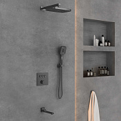 Vincea Душевой комплект встраиваемый: смеситель, излив, верхний и ручной душ, цвет: вороненая сталь VSFW-4311GM