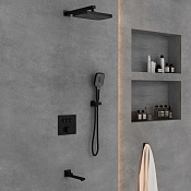 Vincea Душевой комплект встраиваемый: смеситель, излив, верхний и ручной душ, цвет: черный матовый VSFW-4311MB