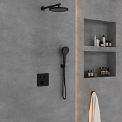 Vincea Душевой комплект встраиваемый: смеситель, без излива, верх. и ручн. душ, цвет: черный матовый VSFW-4212MB