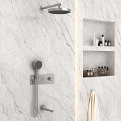 Vincea Душевой комплект встраиваемый: термостат, излив, верхний и ручной душ, цвет: хром VSFW-432TI2CH