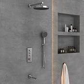 Vincea Душевой комплект встраиваемый: термостат, излив, верхний и ручной душ, цвет: хром VSFW-433TI2CH