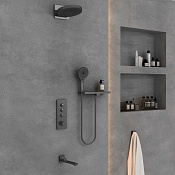 Vincea Душевой комплект встраиваемый: термостат, излив, верхний и ручной душ, цвет: вороненая сталь VSFW-433TI1RGM