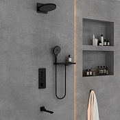 Vincea Душевой комплект встраиваемый: термостат, излив, верхний и ручной душ, цвет: черный матовый VSFW-433TI1RMB